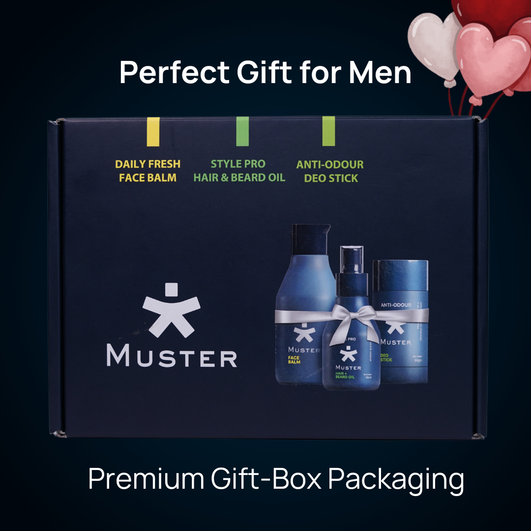 Daily Essential Grooming Kit | Deo Stick + After shave + Hair & Beard Oil | With Premium Gift Packaging